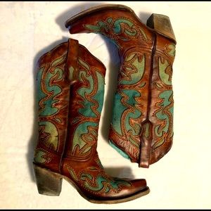 Corral Women’s Size 8.5 Turquoise Overlay Wester Boots - Snip Toe